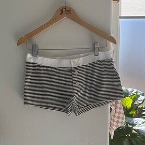 Brandy Melville Gray and White Striped Cotton Pajama Shorts